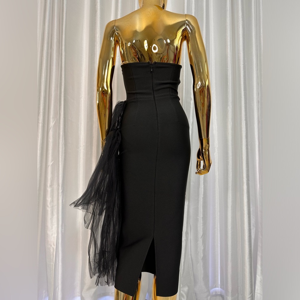 Black Bridesmaid Midi Bandage Dress - Picture 5 of 6